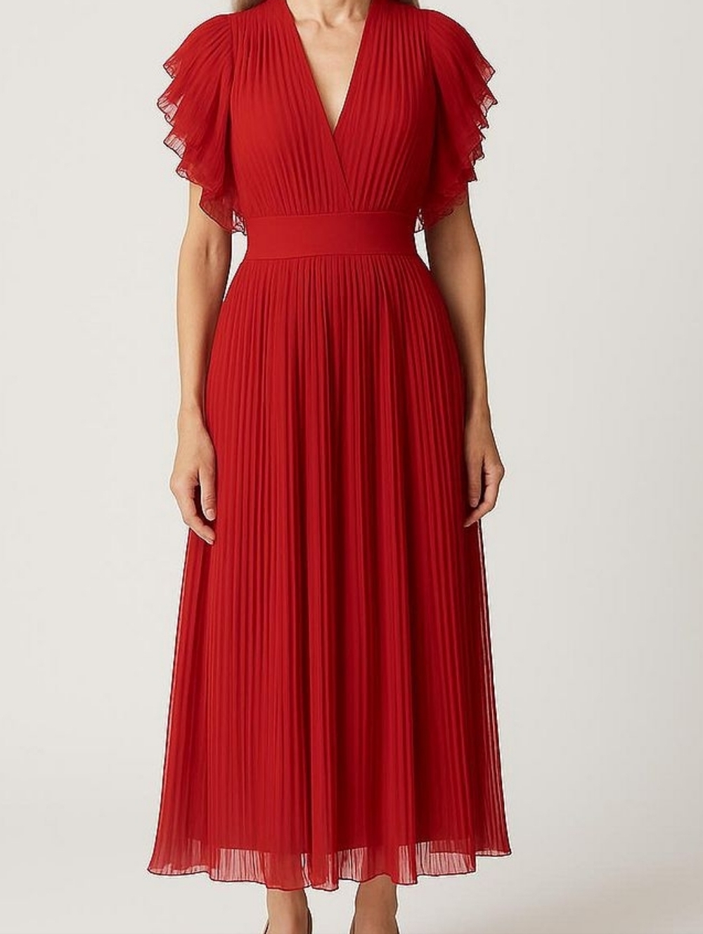 Red Pleated Cocktail Dress
